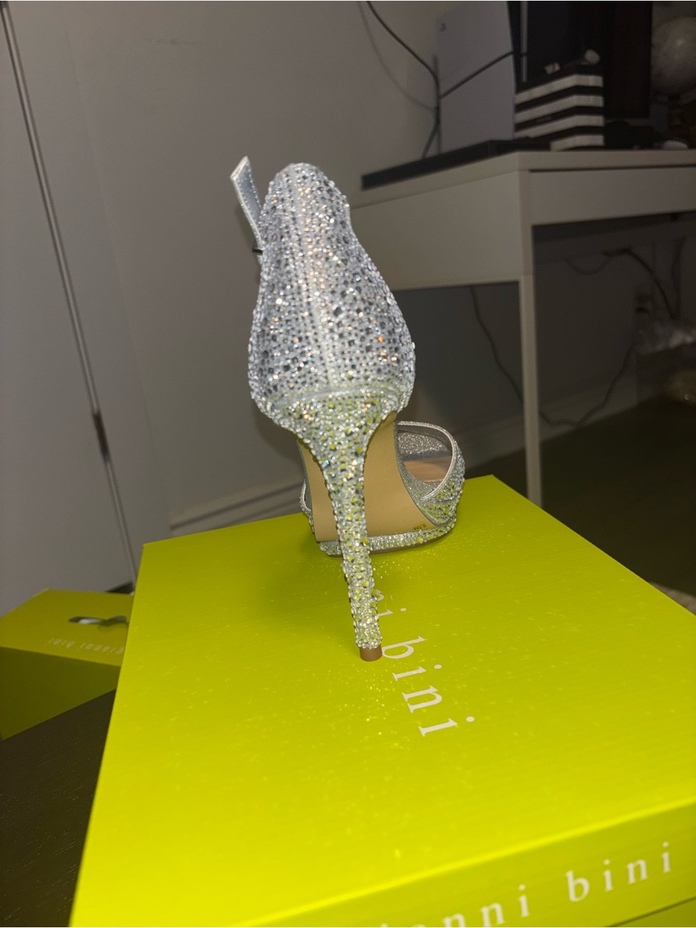 Gianni Bini Silver Crystal Platform Ankle-Strap Stiletto - Picture 8 of 10